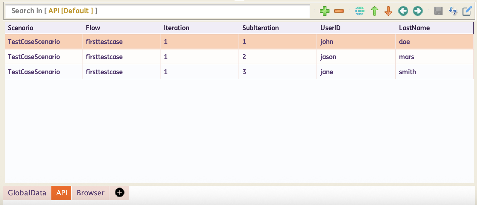 storeDataFromPreviousTestCaseData