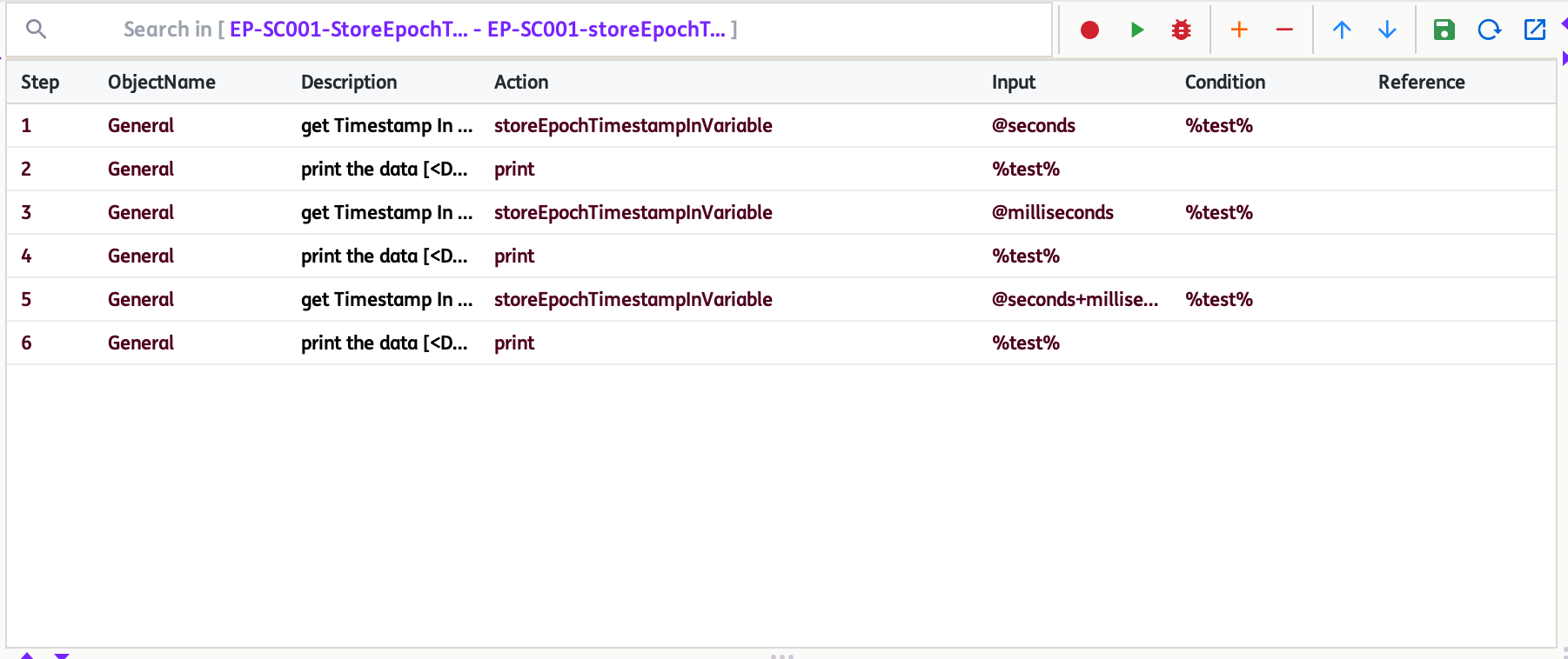 storeEpochTimestampInVariable1 storeEpochTimestampInVariable