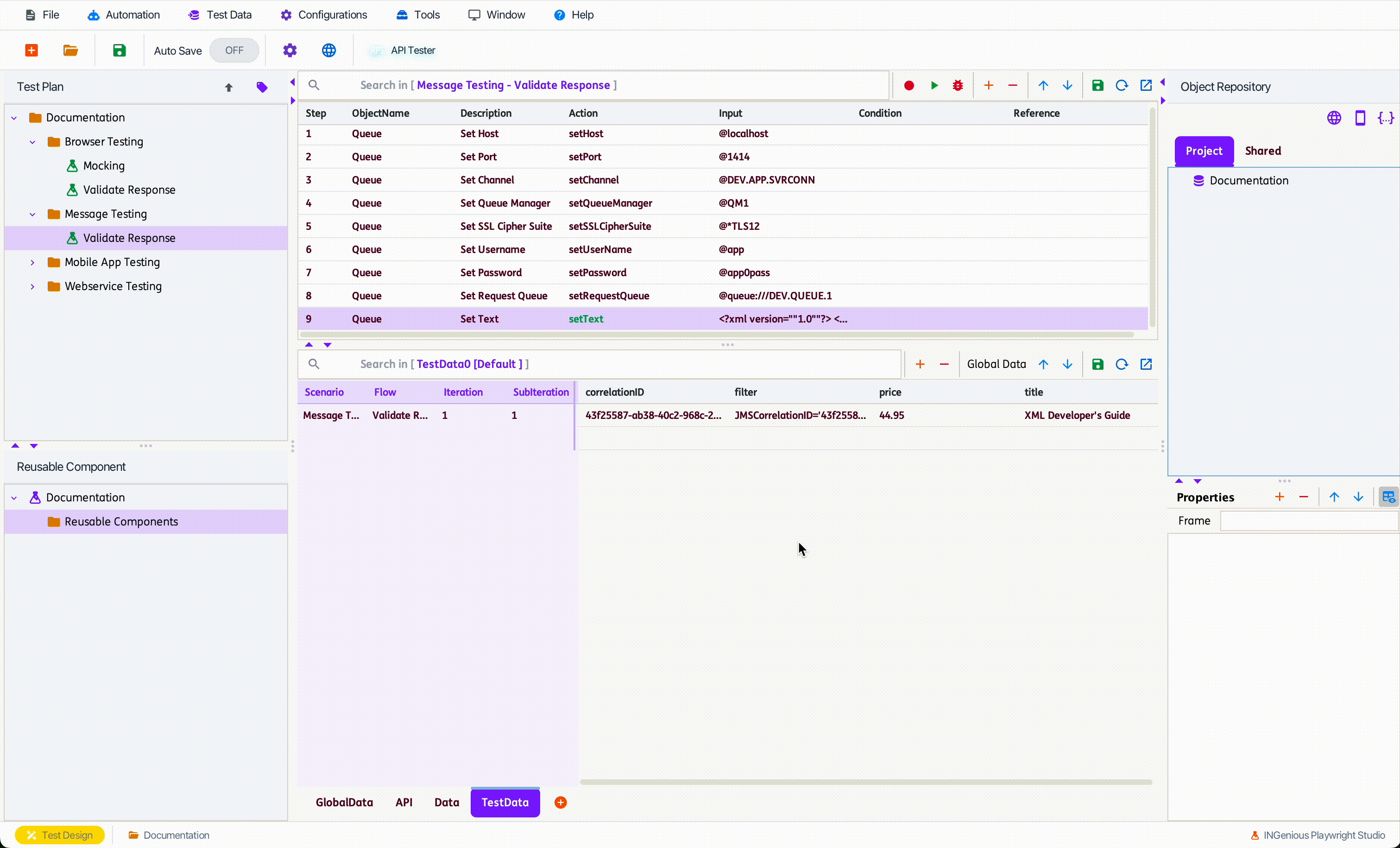 Create your first JMS Test - INGenious Playwright Studio