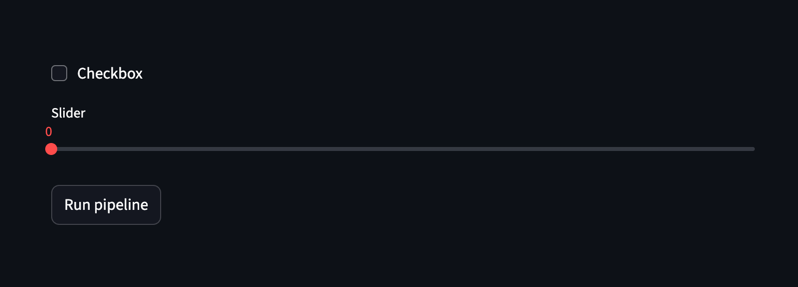 Streamlit app with checkbox, slider, and button